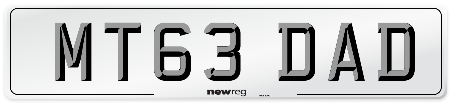 MT63 DAD Number Plate from New Reg